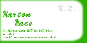 marton macs business card